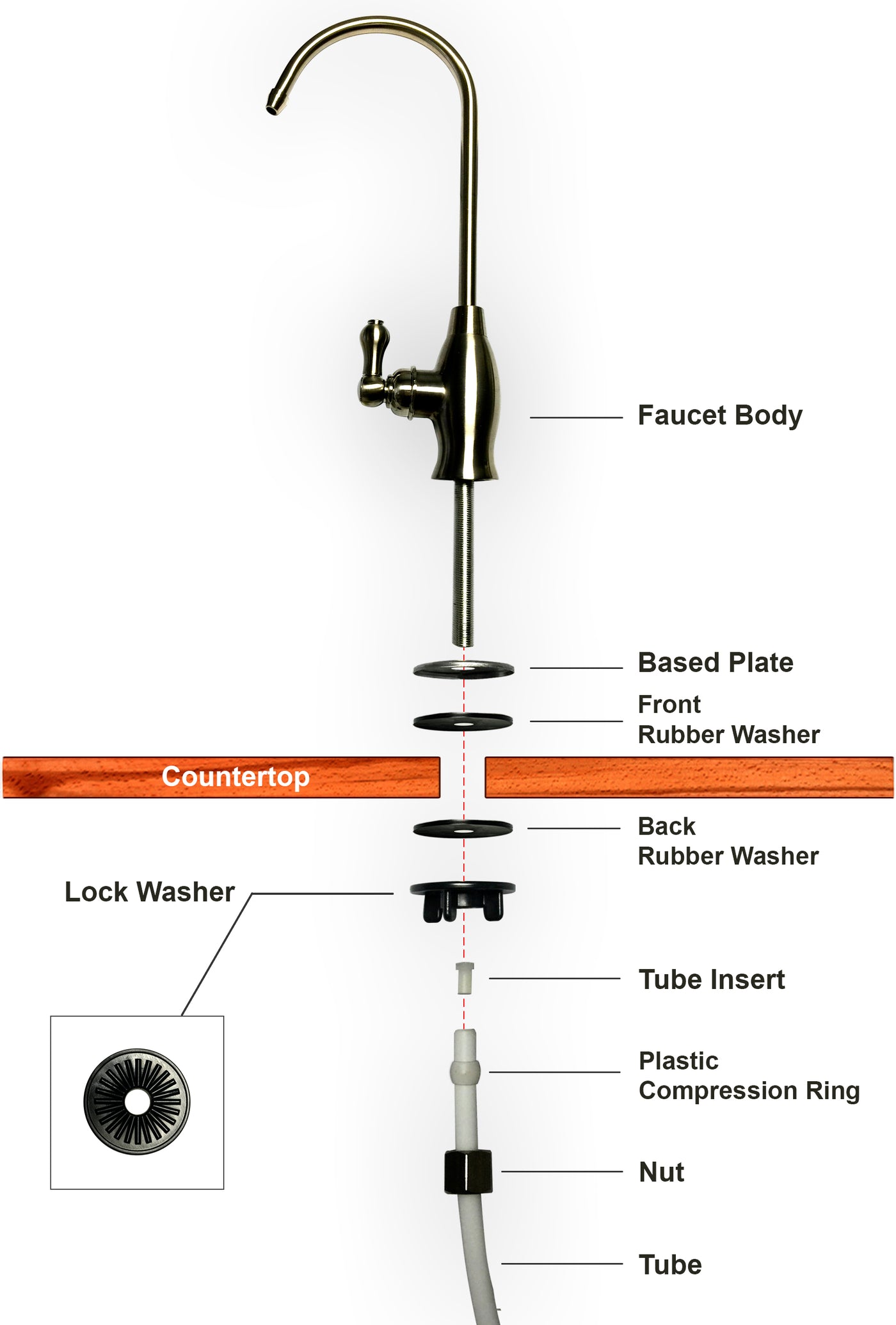 Brushed Nickel Gooseneck High Spout Drinking Water Faucet